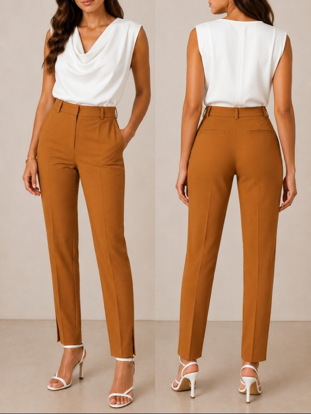 Zara Straight Leg Pants in Mustard Brown